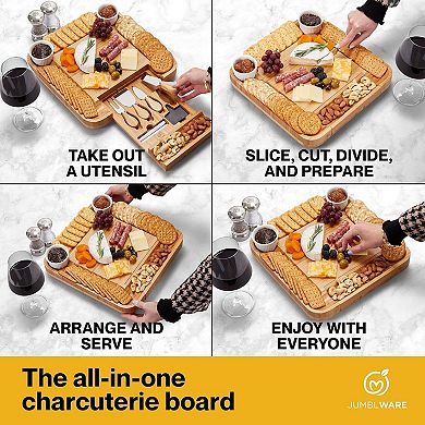 Jumblware Wooden Charcuterie Board Set, Cheese Board & Fruit Platter