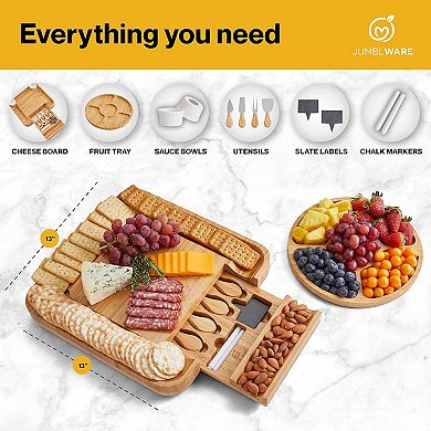 Jumblware Wooden Charcuterie Board Set, Cheese Board & Fruit Platter