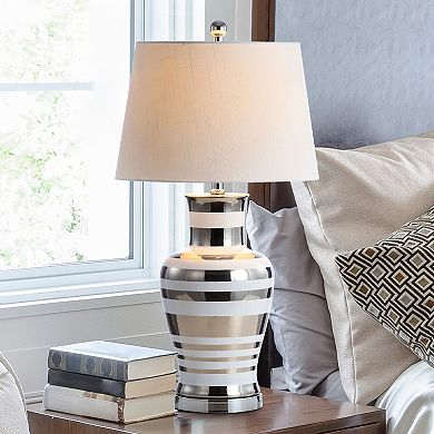 Zilar Striped Ceramiciron Classic Modern Led Table Lamp