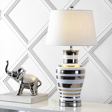 Zilar Striped Ceramiciron Classic Modern Led Table Lamp