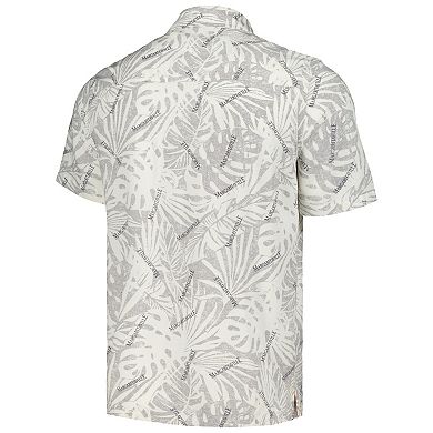 Men's Margaritaville Cream Pittsburgh Steelers Sand Washed Monstera Print Party Button-Up Shirt