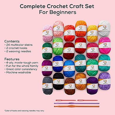 Jumblcrafts 24-yarn Crochet Kit With Crochet Hooks And Crochet Needle