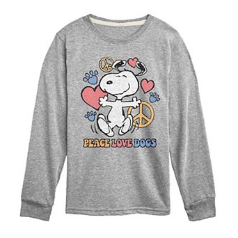Boys 8-20 Peanuts Peace Love Dogs Long Sleeve Graphic Tee