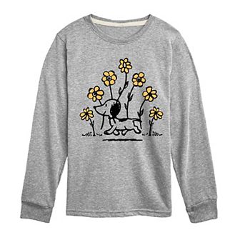 Boys 8-20 Peanuts 1950s Snoopy Flowers Long Sleeve Graphic Tee