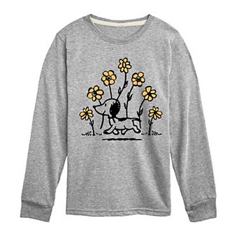 Boys 8-20 Peanuts 1950s Snoopy Flowers Long Sleeve Graphic Tee
