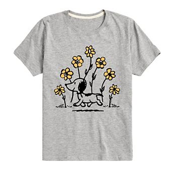 Boys 8-20 Peanuts 1950s Snoopy Flowers Graphic Tee