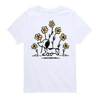 Boys 8-20 Peanuts 1950s Snoopy Flowers Graphic Tee