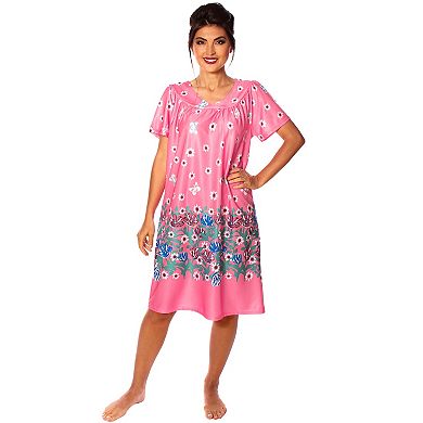 Women's Floral Printed Short Sleeve Lounger Nightgown