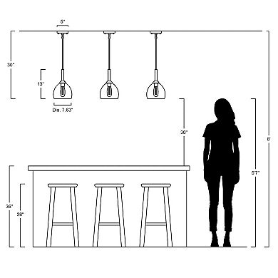 Alys Adjustable Rope Wrap Modern Rustic Iron/glass Led Pendant