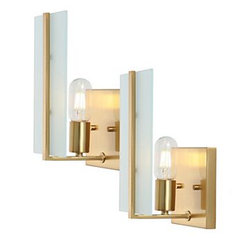 Mila Modern Coastal Iron/glass Led Sconce (set Of 2)