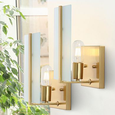 Mila Modern Coastal Iron/glass Led Sconce (set Of 2)