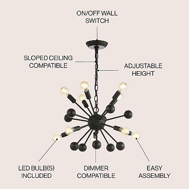 Orbit Adjustable Iron Modern Industrial Sputnik Led Chandelier