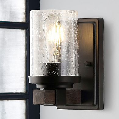 Bungalow Iron/seeded Glass Rustic Farmhouse Led Vanity Light