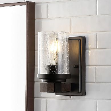 Bungalow Iron/seeded Glass Rustic Farmhouse Led Vanity Light
