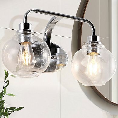 Sandrine Iron/seeded Glass Cottage Rustic Led Vanity Light