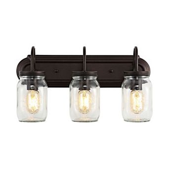 Gaines Farmhouse Industrial Iron Mason Jar Led Vanity