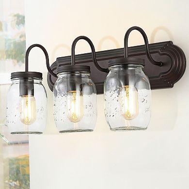 Gaines Farmhouse Industrial Iron Mason Jar Led Vanity