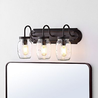 Gaines Farmhouse Industrial Iron Mason Jar Led Vanity