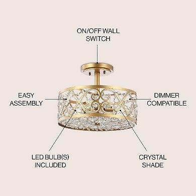 Leila Ironcrystal Modern Glam Led Flush Mount