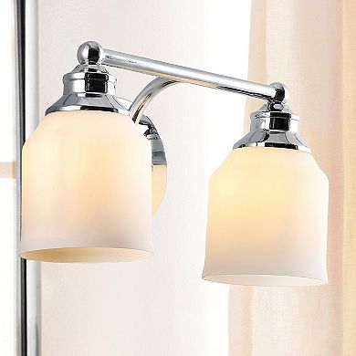 Lydia Iron/frosted Glass Farmhouse Cottage Led Vanity Light