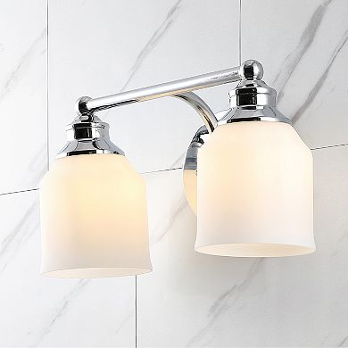 Lydia Iron/frosted Glass Farmhouse Cottage Led Vanity Light