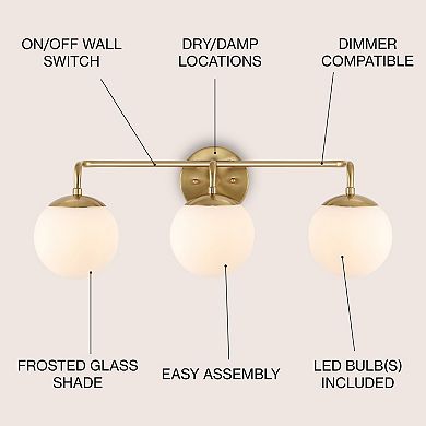 Louis Parisian Globe Metalfrosted Glass Modern Contemporary Led Vanity