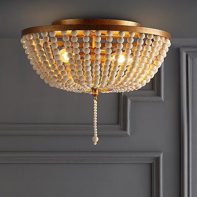 Allison Wood Beaded/metal Led Flush Mount