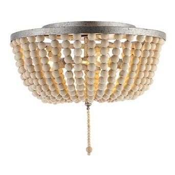 Allison Wood Beaded/metal Led Flush Mount
