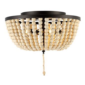 Allison Wood Beaded/metal Led Flush Mount