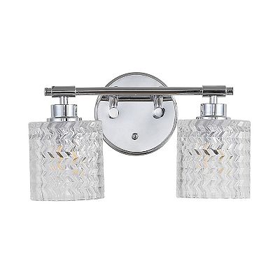 Spaulding Vintage Iron Chevron Pattern Glass Farmhouse Cottage Led Vanity Light