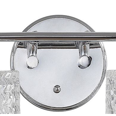 Spaulding Vintage Ironchevron Pattern Glass Farmhouse Cottage Led Vanity Light