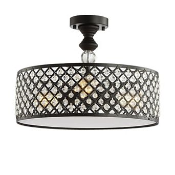 Elise Crystal/metal Drum Semi Flush Mount