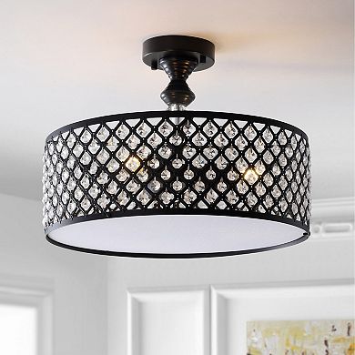 Elise Crystal/metal Drum Semi Flush Mount