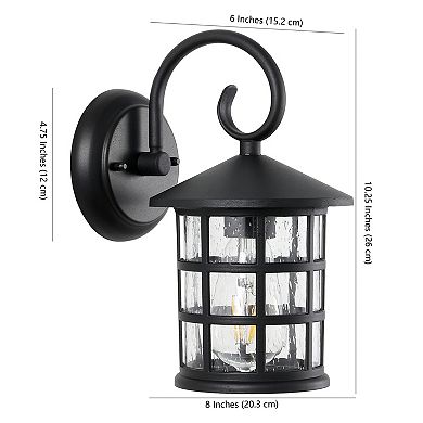 Cadiz Iron/seeded Glass Cottage Rustic Scrolled Led Outdoor Lantern (set Of 2)