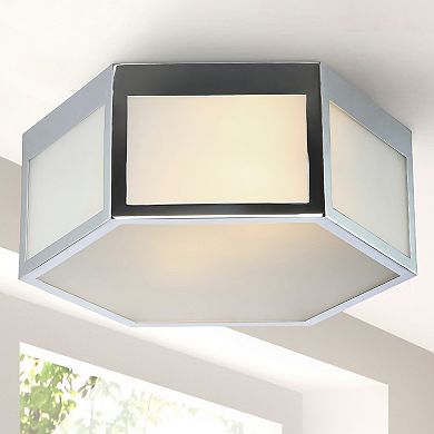 Minimo Hexagon Metalfrosted Glass Led Flush Mount