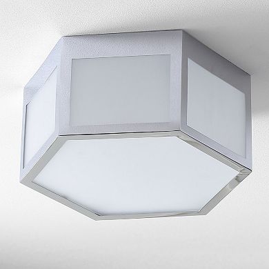 Minimo Hexagon Metalfrosted Glass Led Flush Mount