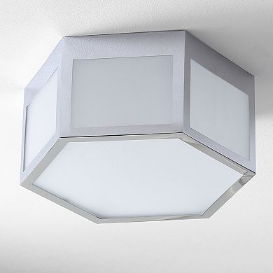 Minimo Hexagon Metalfrosted Glass Led Flush Mount