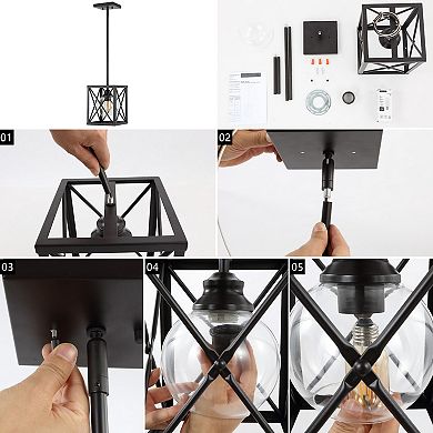 Amara Industrial Farmhouse Iron/glass Led Pendant