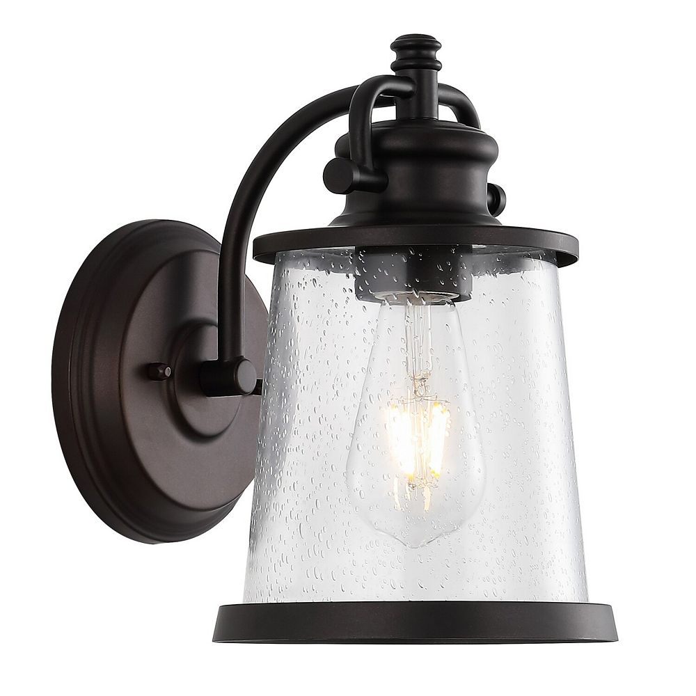 Marais Iron/seeded Glass Vintage Rustic Led Outdoor Lantern