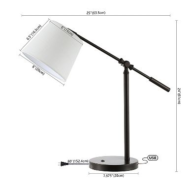 Troy Classic Contemporary Iron Led Task Lamp With Usb Charging Port