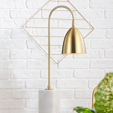 Ana Gold Arched Metal With Marble Base Led Table Lamp