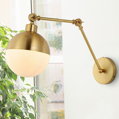 Alba Mid Century Modern Arm Adjustable Iron/glass Led Sconce