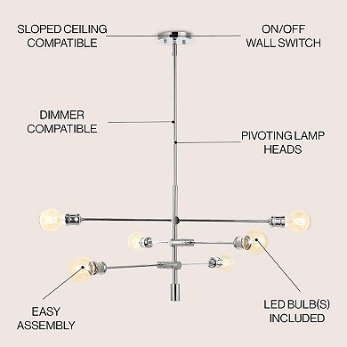 Atlas Modern Vintage Iron Arm Adjustable Led Chandelier