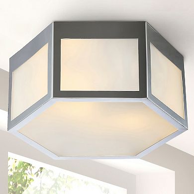 Minimo Hexagon Metalfrosted Glass Led Flush Mount
