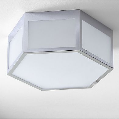 Minimo Hexagon Metalfrosted Glass Led Flush Mount