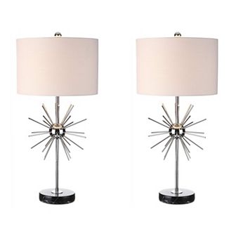 Aria Metal/marble Led Table Lamp (set Of 2)