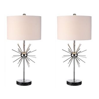 Aria Metal/marble Led Table Lamp (set Of 2)