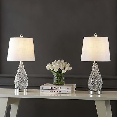 Lily Midcentury Modern Iron Led Table Lamp With Usb Charging Port (set Of 2)