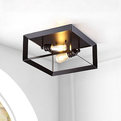 Marfa Square Iron Modern Farmhouse Led Flush Mount