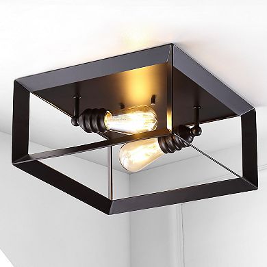 Marfa Square Iron Modern Farmhouse Led Flush Mount